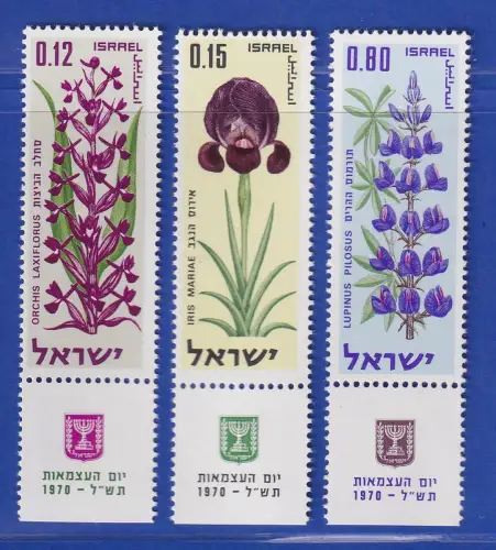 Israel 1970 Unabhängigkeit Blumen Mi.-Nr. 470-472 mit Tab Satz postfrisch **
