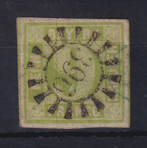 Bayern 9 Kreuzer grün Mi-Nr. 5 mit GMR 396