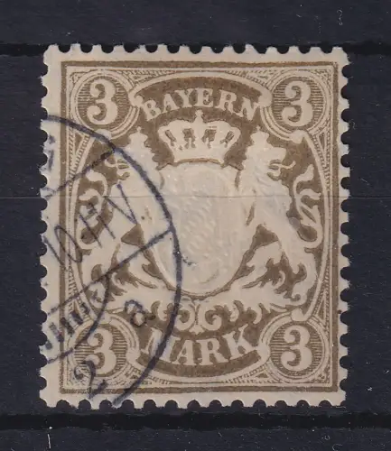 Bayern 1911 Wappen 3 Mark olivbraun Mi-Nr. 73 gestempelt