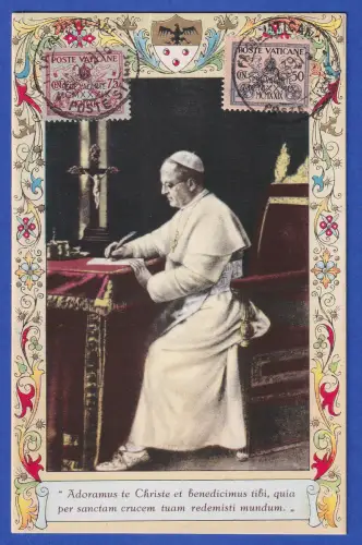 Vatikan 1939 Sedisvakanz Mi-Nr. 78, 79 O auf Bildpostkarte Papst Pius XI.