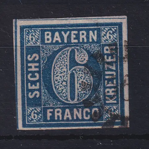 Bayern 6 Kreuzer blau Mi-Nr. 10a mit GMR 