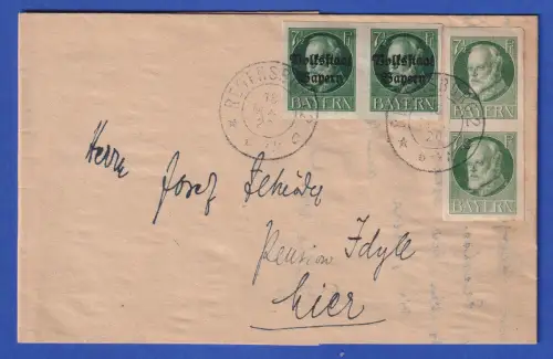 Bayern 1920 Ludwig III. Mi-Nr. 113B, 118B u.a. als MiF auf Brief O REGENSBURG