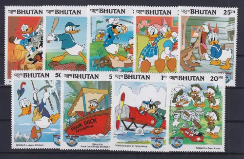 Bhutan Walt Disney Donald Duck 1984 Mi.-Nr. 888-896 A ** / MNH