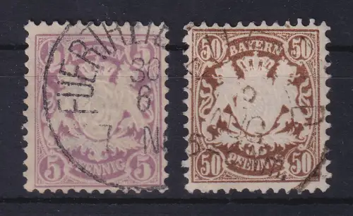 Bayern 1878 Wappen 5Pfg und 50Pfg Mi-Nr. 45-46 Satz gestempelt