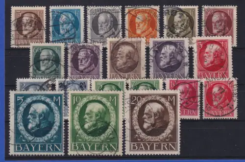 Bayern 1916 Ludwig III. Mi-Nr. 94 IIA -115 A Satz 20 Werte gestempelt