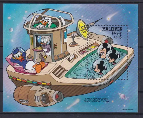 Malediven Walt Disney 1987 Raumschiff Blockausgabe  ** / MNH