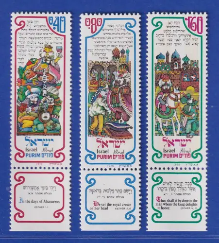 Israel 1976 Purim Mi.-Nr. 662-664 mit Tab Satz postfrisch **