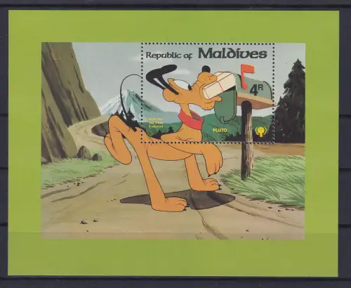 Malediven 1979 Walt Disney Pluto Blockausgabe  ** / MNH
