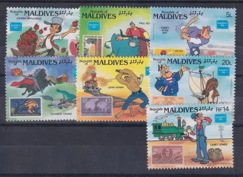 Malediven Walt Disney verschiedene Motive 7 Werte  ** / MNH