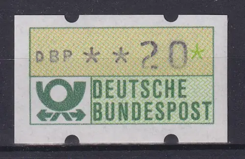 ATM Bund 1.Ausgabe 20Pfg Ziffer 2 senkrecht "gespalten" , postfrisch **