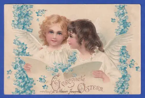 Bayern Wappen 2 Pfg. Mi-Nr. 65x auf schöner Prägekarte Ostergruß O MÜNCHEN 1901