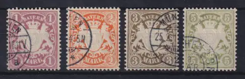 Bayern 1911 Wappen Markwerte Wz. 4 Mi-Nr. 71-74 Satz kpl. gestempelt
