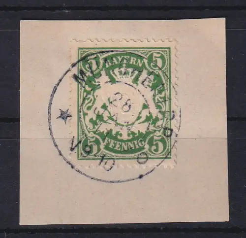 Bayern 1911 Wappen 5 Pfg. Mi-Nr. 75 O MÜNCHEN auf Briefstück