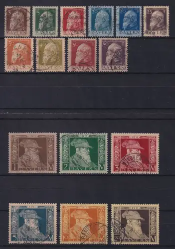 Bayern 1911 Prinzregent Luitpold Mi-Nr. 76-91 I Satz kpl. gestempelt