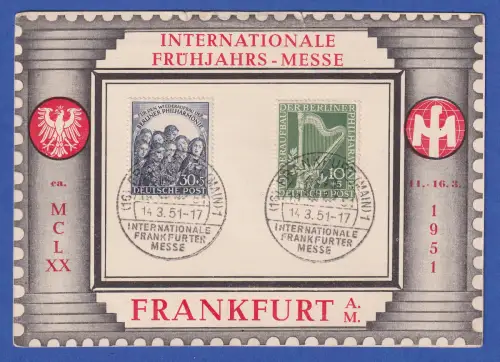 Berlin Mi-Nr 72-73 mit So.-O auf Sonderkarte  Frankfurter Frühjahrsmesse 1951