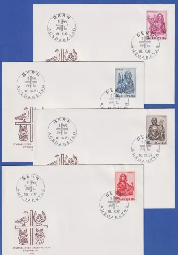 Schweiz 1961 Freimarken Evangelisten Mi.-Nr. 738-41 Satz 4 Werte auf 4 FDC`s