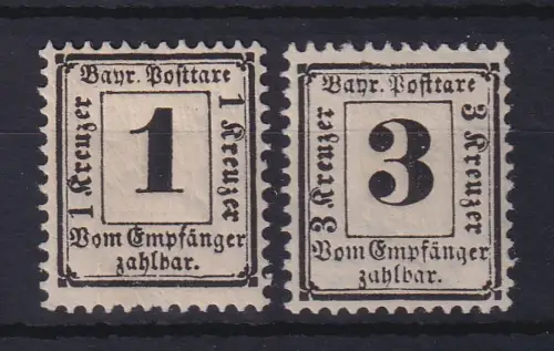 Bayern 1870/71 Portomarken Mi.-Nr. 2X, 3X ungebraucht *