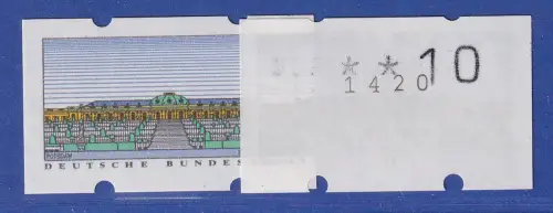 ATM Sanssouci Typ K Werteindruck 10 Pfg auf Gummiseite (sog. Gummidruck) ** m.ZN