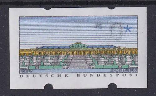 ATM Sanssouci Typ K 10 Pfg Druck verschwommen, nur Teil von Wertziffer 10  **