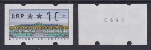 ATM Sanssouci Typ K 10 Pfg , bei 10 rechte Hälfte der 0 schlecht gedruckt **