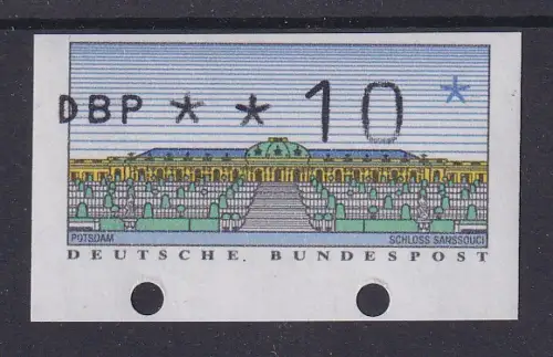 ATM Sanssouci Typ K 10 Pfg , Werteindruck nach links über den Rand verschoben **