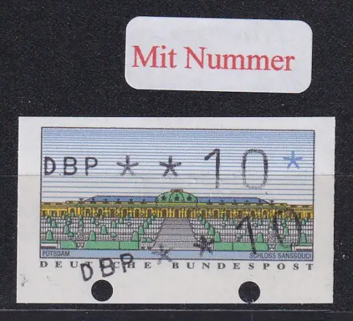 ATM Sanssouci Typ K 10 Pfg DOPPELTER Werteindruck, teils stark verschoben **