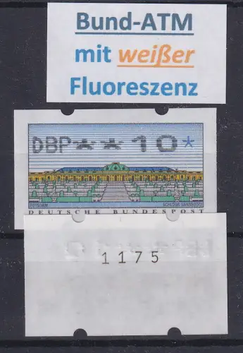 ATM Sanssouci kobaltblau Typ N24 Werteindruck 10Pfg weiss fluoresz.  mit ZN ** 