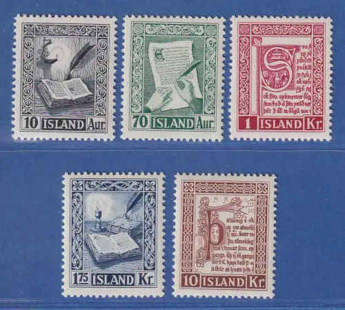 Island 1953 Alte Island-Manuskripte Mi.-Nr. 287-91 Satz kpl. ** 