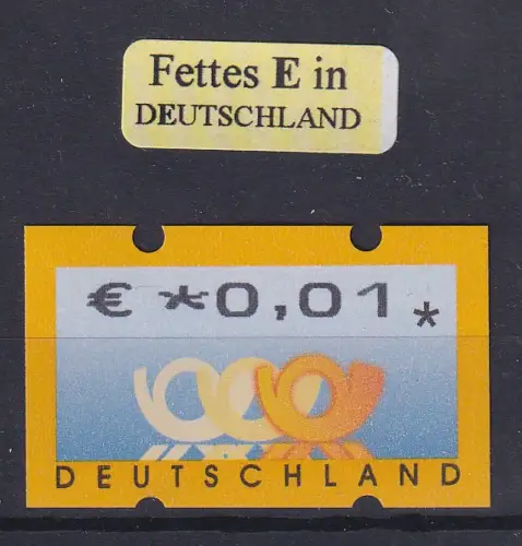 ATM Posthörner Mi.-Nr. 4.1 mit Vordruck-Anomalie fettes E in DEUTSCHLAND **