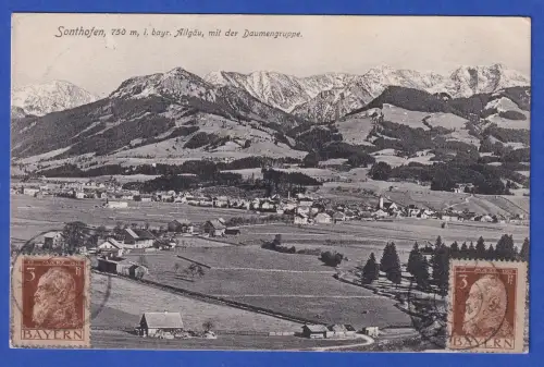 Alte AK Sonthofen Daumengruppe gelaufen 1912 nach Correggio, Italien
