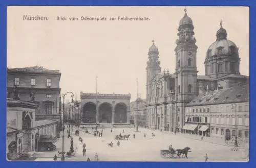 Alte AK München Odeonsplatz Theatinerkirche Feldherrenhalle, gel. 1907 n. Modena
