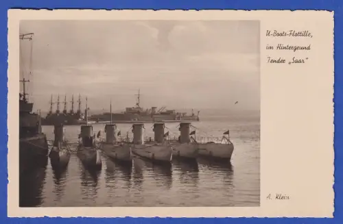 Bildpostkarte U-Boot-Flotille und Tenderschiff Saar 1930/40erJahre