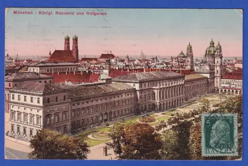 Alte AK München Residenz Hofgarten gelaufen 1912 nach Correggio