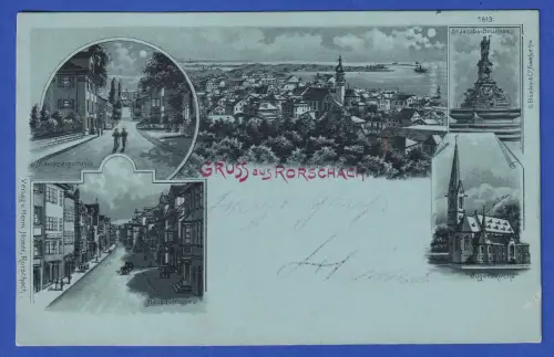 Alte AK Rorschach (Schweiz, Bodernsee) gelaufen 1898 nach Markt Oberdorf