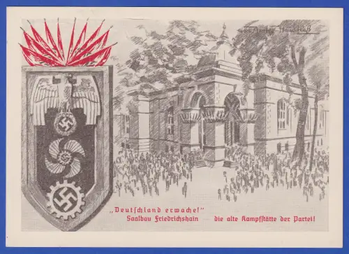 NS-Propaganda-Postkarte der Organisation KdF Saalbau Friedrichshain 