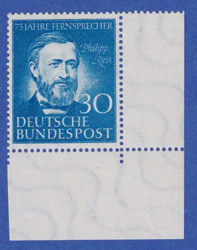 Bundesrepublik 1952 Philipp Reis Mi.-Nr. 161 Eckrandstück UR postfrisch **