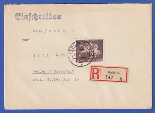 Dt. Reich Braunes Band 1941 Mi.-Nr. 780 auf R-Brief O BERLIN SW 61  13.1.42