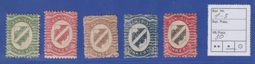 Nordingermanland Freimarken Mi.-Nr. 1-5 , sauber ungebraucht * 
