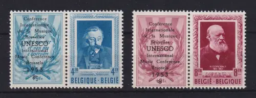 Belgien 1952 Mi.-Nr. 947-948 mit Zierfeld ** Sonderaufdruck Musikkonferenz 1953