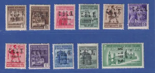 Italien 1945 Lokalausgabe Arona Teilsatz 11 Werte  ** inkl. Eilmarke SEHR SELTEN