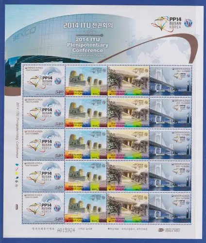 Korea Süd 2014 Konferenz Fernmeldeunion Mi.-Nr. 3023-26 5 Sätze im Kleinbogen **