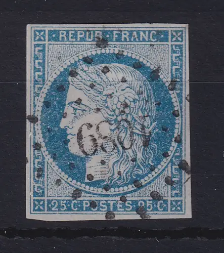 Frankreich 1850 Ceres 25 C Mi.-Nr. 4a mit Punktrauten-O 1089 Denain