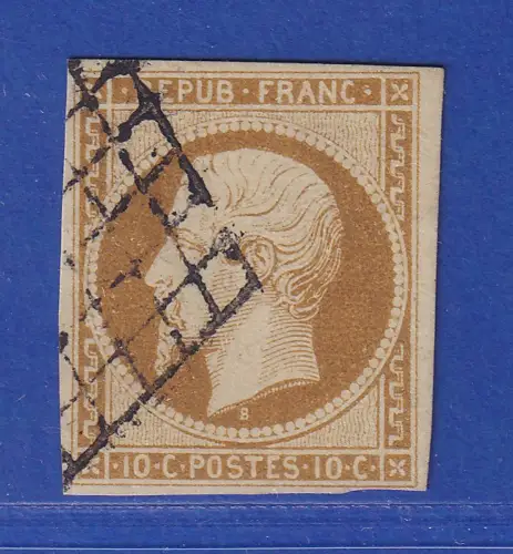Frankreich 1852 Präsident Louis Napoléon Mi.-Nr. 8a mit Rautengitterrost-O