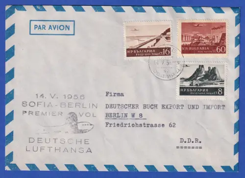 Bulgarien 1956 LP-Brief mit So.-O Erster Lufthansa-Flug Sofia-Berlin (Ost)