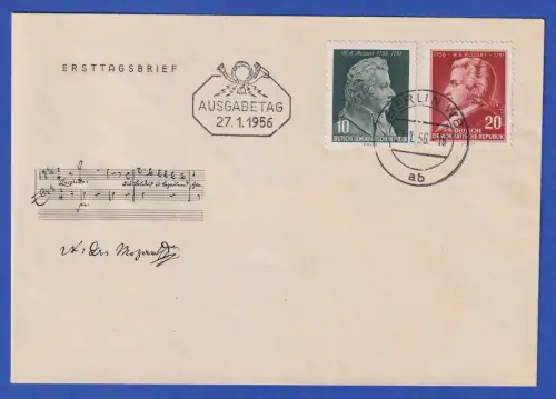 DDR 1956 Wolfgang Amadeus Mozart Mi.-Nr. 510-511 auf FDC mit O BERLIN