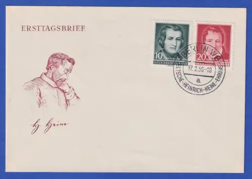 DDR 1956 Heinrich Heine Mi.-Nr. 516-517 auf FDC mit So.-O BERLIN