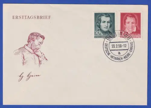 DDR 1956 Heinrich Heine  Mi.-Nr. 516-517 auf FDC  mit So.-O BERLIN