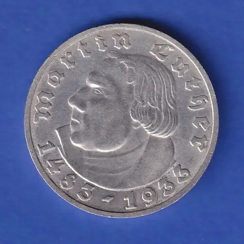 Dt. Reich Silbermünze 5 Reichsmark Martin Luther 1933 D ss