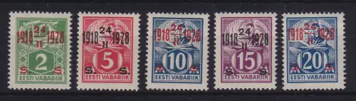 Estland 1928  10 Jahre Unabhängigkeit  Mi.-Nr. 68-72  postfrisch **