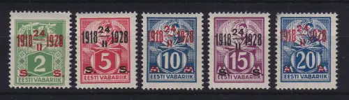 Estland 1928  10 Jahre Unabhängigkeit Mi.-Nr. 68-72 postfrisch **